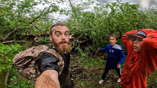 Surviving a Tornado in a Bushcraft Shelter [upl. by Stormie40]