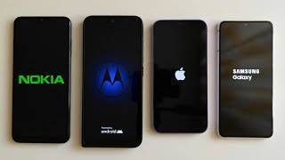 Nokia G21 vs Motorola Defy vs iPhone 12 vs Samsung S21 Bootanimation [upl. by Ayotl]