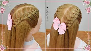 Semirecogidos con trenzas para Niñas  Peinados Faciles y Rapidos [upl. by Emmalynn112]