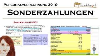 Abrechnung von Sonderzahlungen in der Personalverrechnung 2019 [upl. by Otcefrep]