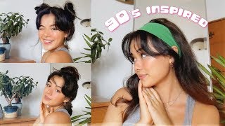 how I style my bangs ◕‿◕✿  EASY hairstyles 90s inspo [upl. by Gundry]