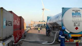 Truck to ship LNG bunkering EigerNordwand in the Port of Rotterdam [upl. by Hannala]