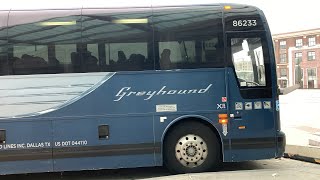 ᴴᴰ Greyhound Bus 86233 leaving Springfield Union Station [upl. by Ecirtaeb]