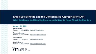 Employee Benefits and the Consolidated Appropriations Act [upl. by Enileqcaj215]