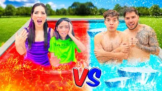 24 HORAS EN ALBERCA HELADA vs CALIENTE CON YOLO AVENTURAS 😰🧊🔥 Karla Bustillos [upl. by Uriiah]