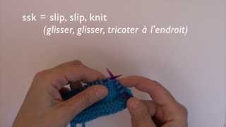 Diminutions au tricot ssk et k2tog [upl. by Elias]