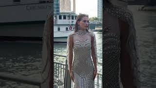 This silver metallic design with a removable neck piece Dress by mnmcouture dress code M1141 [upl. by Llyrat]