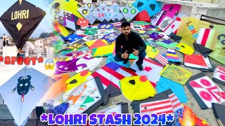 LOHRI STASH 2024😍Kites collection 🔥flying big kites🪁 desi patangbaazi😍monokite vs monofillgold [upl. by Bowie]