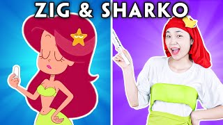 Sharkos Magic Show With Marina  Zig amp Sharko With Zero Budget  Zig and Sharko Funny Animation [upl. by Ahsina]