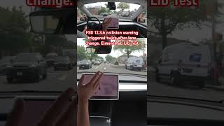 FSD 1236 collision warning triggered twice after lane change Elmont Pub Lib Test teslafsd fsd [upl. by Jaquenetta]