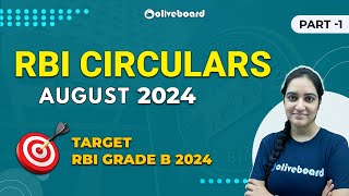 RBI Circulars August 2024 Part 1 RBI Grade B 2024 amp SEBI Grade A 2024  Lakshmi Maam [upl. by Josi]