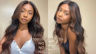 NO PLUCKING NO BLEACHING NO COLORING  Completely Glueless Wig Install  Ft RPGSHOW [upl. by Hcab]