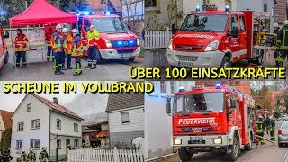 SCHEUNE IN VOLLBRAND FEUERWEHR im EINSATZ  Feuer droht überzugreifen  VERLETZTER FEUERWEHRMANN [upl. by Yuk]