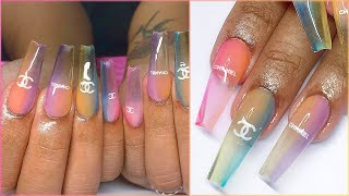 Acrylic Tips amp Tricks for Beginners  Shiny Jelly Chanel Candy Glass Nails [upl. by Islean]