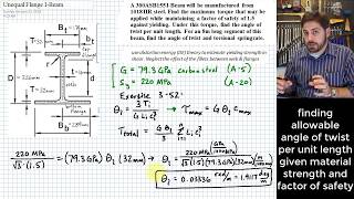 Unequal Flange I Beam Torsion open section nonuniform thickness [upl. by Tailor]