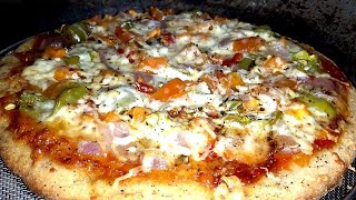 बिना ओवन के कढ़ाई मे पिज्जा बनाने का सबसे आसान तरीका  Cheesy Atta Pizza in Kadai  Veg Cheese Pizza [upl. by Animaj]