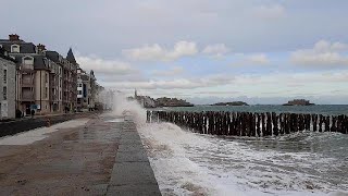 Grande marée  4 mars 2022  SaintMalo le Sillon [upl. by Elolcin]