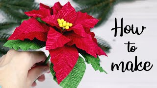 Poinsettia Paper Flower Tutorial  How to Make Poinsettia DIY [upl. by Aneerol]