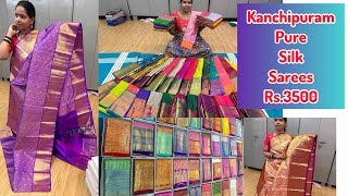 Kanchipuram Pure Handloom Silk Sarees Rs3500  Wedding Silks At Low price [upl. by Haseefan]