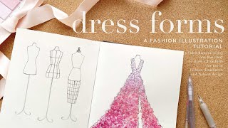 How to Draw a Dress Form ✨ Fashion Illustration Tutorial [upl. by Elias720]