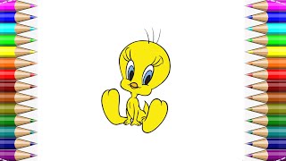 How to draw a cute Tweety Bird easy Step by Step for beginners🥰 Easy Easy Tutorial For Kids💖 [upl. by Sosthenna638]