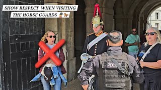 Rude Gesture Toward the Kings Guard Cause a Reaction from the Police at Horse Guards in London [upl. by Rudich910]