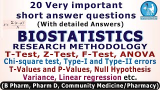 20 Very Important Questions with Answers Biostatistics and research methodology [upl. by Lalo]