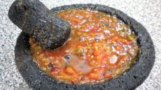 SALSA DE MOLCAJETE MARTAJADA 2  RECETA FACIL [upl. by Dadivitan932]