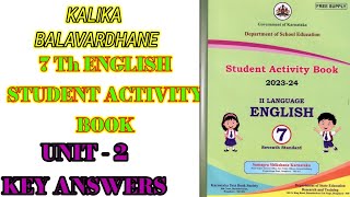 7th English Student Activity Book key answers Unit 2  Kalika Balavardhane learneasilyhub [upl. by Sorodoeht]