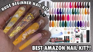 HUGE Amazon Gel Nail Kit with UV Lamp  Mefa Gel Polish Kit  Encapsulated Glitter Fall Nails [upl. by Sakram505]