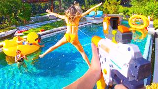 Nerf War Water Gun Battle [upl. by Elisabet915]