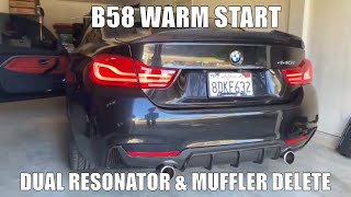 B58 Dual Resonator amp Muffler Delete Warm Start  BMW 440i [upl. by Wallis]