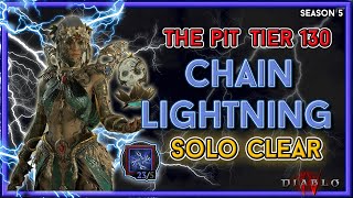 Pit Tier 130 Chain Lightning Sorc Solo Clear No Splintering  Diablo 4 Season 5 [upl. by Helm]