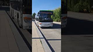 Ein und Ausfahrt Setra S415 Le Business 2 nach Korneuburg Reiffeisenstraße in Korneuburg Bahnhof [upl. by Aplihs896]