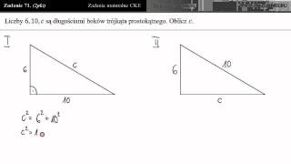 Zad 71 Trójkąt prostokątny  boki trening do matury [upl. by Rabma472]