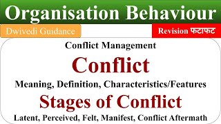 Conflict Meaning Stages of Conflict Latent Manifest Conflict Conflict management OB behaviour [upl. by Aelem]