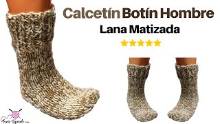 🌟 Tejidos Originales a Palitos 2 Agujas🌈 Calcetín Botas para Hombre a Dos Agujas Lana Matizada [upl. by Devy745]