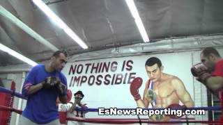 Pacquiao amp Khan Sparring Partner Art Hovhannisyan working with Edmont Tarverdyan [upl. by Ayalahs]