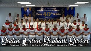 SISDAC Worldwide  Online Sabbath Service 03rd October 2020  Pastor Willie Papu [upl. by Dreda]