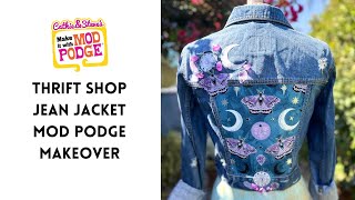 How to Glue Fabric to a Jean Jacket with Mod Podge Jacket [upl. by Artaed611]