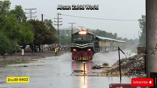 Amazing Train Video in heavy rain water [upl. by Akcirderf]