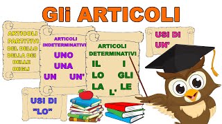 🦉📚 GLI ARTICOLI tipologie funzioni ed esempi Analisi grammaticale  Grammatica Italiano ✍🏻 [upl. by Ysnap105]