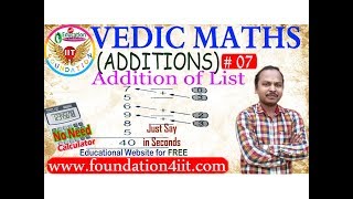 Addition of List  Vedic Maths  07 [upl. by Thun235]