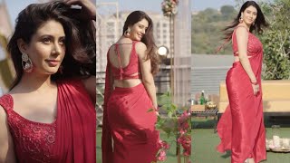 Desi Diva Warina Hussain in Red Saree Indian beauty [upl. by Ecneitap]