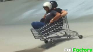 shopping cart downhill goes wrong and breaks his face [upl. by Muns]