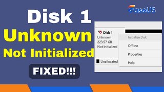 How to Fix Disk 1 Unknown Not Initialized Issue Solved [upl. by Nea]