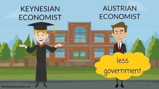 Austrian Economics and Keynesianism Keynesian Economics Explained in One Minute [upl. by Einalam]