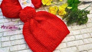 ✅Como Fazer uma Touca de Tricô  Passo a Passo para IniciantesVERY EASY KNITTING HAT AtheliêMilFios [upl. by Eiromem]