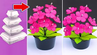 Amazing Decoration Idea with Styrofoam Food Boxes Diy Artificial Plant and Planter Using Foam Boxes [upl. by Gabriella]