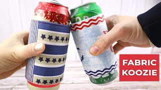 DIY Fabric Can Koozie  Free Koozie Pattern [upl. by Nohsed301]